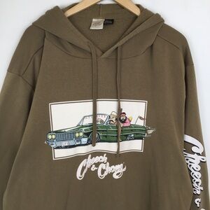 Cheech & Chong Graphic Sweatshirt Hoodie Green Men’s Size 3XL Low Rider Car